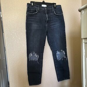 Current/Elliott Distressed Black Denim Jeans